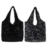 Large Capacity Sequin Tote Bag for Women – Slouchy Hobo Under-Arm Purse for Work, Travel & Shopping