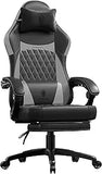 Ergonomic Gaming Chair with Pocket Spring Cushion – High-Back Gaming & Office Chair with Massage Lumbar Pillow, Adjustable Footrest & Headrest