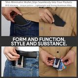 Men’s Minimalist Carbon Fiber Wallet – RFID Blocking Aluminum Card Holder with Money Clip & Cash Strap