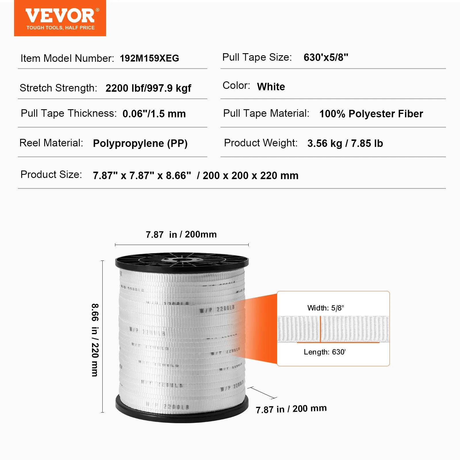 Vevor Polyester Mule Tape – Flat Pulling Webbing, 6000 lbf, 528 ft for Conduit, Packaging & Gardening