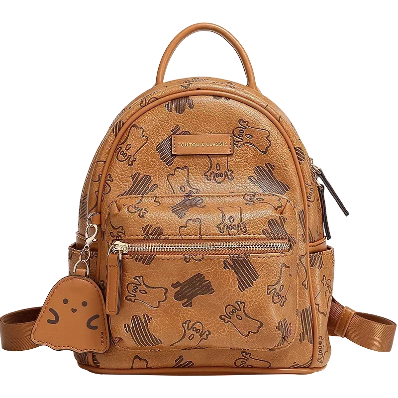 Toutou Brown Fashion Backpack for Women – Large Capacity Japanese & Korean Style Student Travel Bag