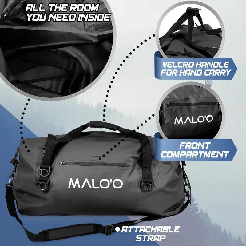 Maloo waterproof dry bag duffel – roll-top 40L/60L/100L duffel keeps gear dry for kayaking, rafting, boating & camping