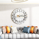 Large 3D Mirrored Wall Clock – Sunburst Round Roman Numeral Design (32–80cm) for Modern Living Room, Dining Room & Fireplace Décor