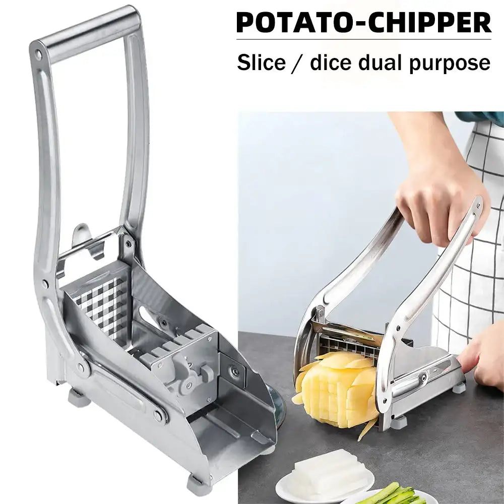 Premium Stainless Steel Manual Potato & Vegetable Cutter – 36/64-Hole Chipper Tool