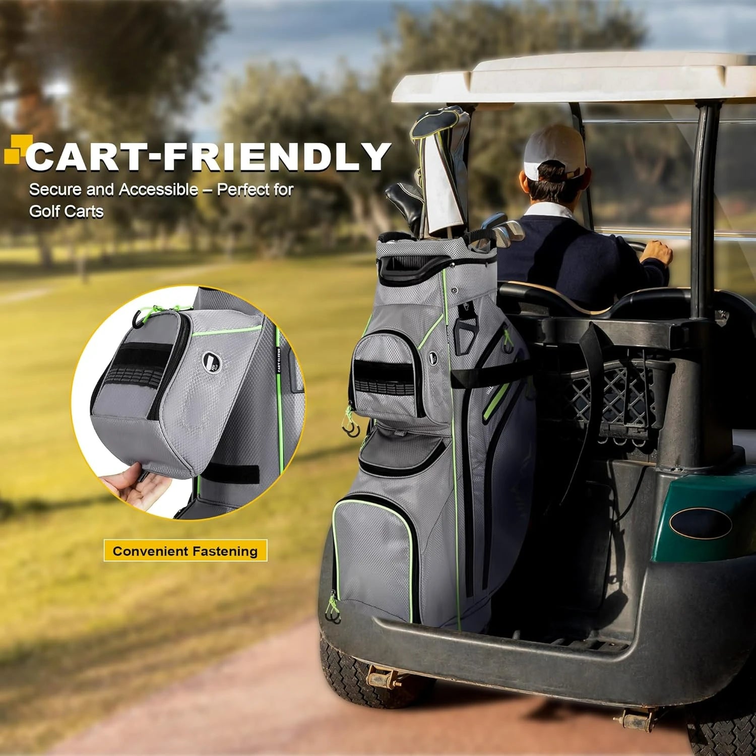 15-Way Organizer Divider Top Golf Cart Bag with Handles & Rain Cover – Large Capacity Club Storage Bag for Men & Women