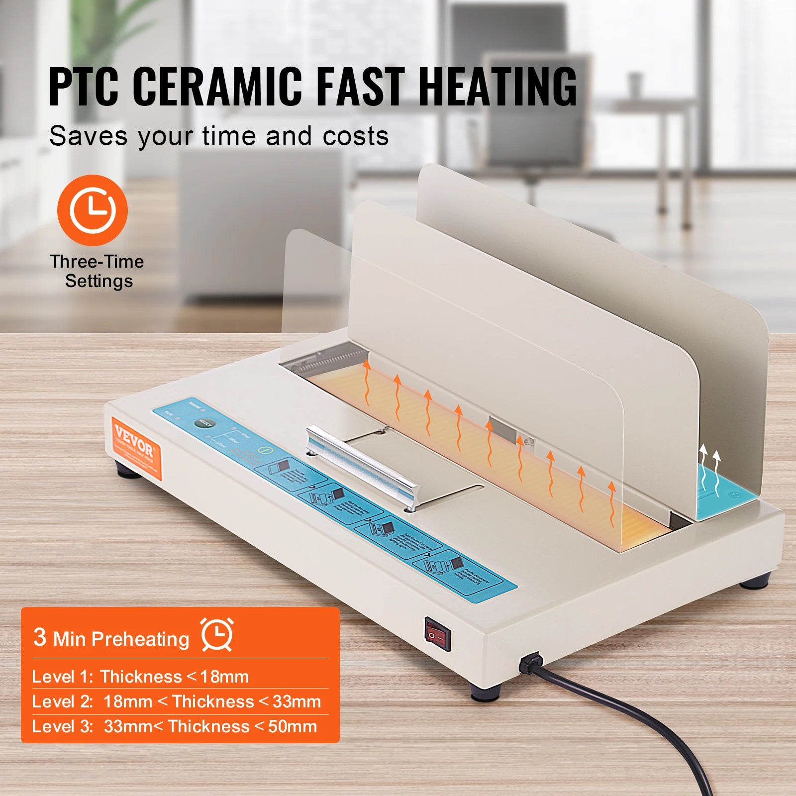VEVOR Thermal Binding Machine – 500-Sheet Capacity, 50mm Thickness Binder with Infrared Optical Detection for A3, A4 & A5 Documents