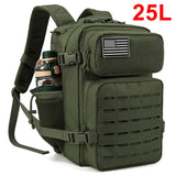 25L Tactical Gym & Survival Backpack – MOLLE Laser-Cut Daypack with Dual Cup Holders for Hiking, Hunting & Bug-Out Use