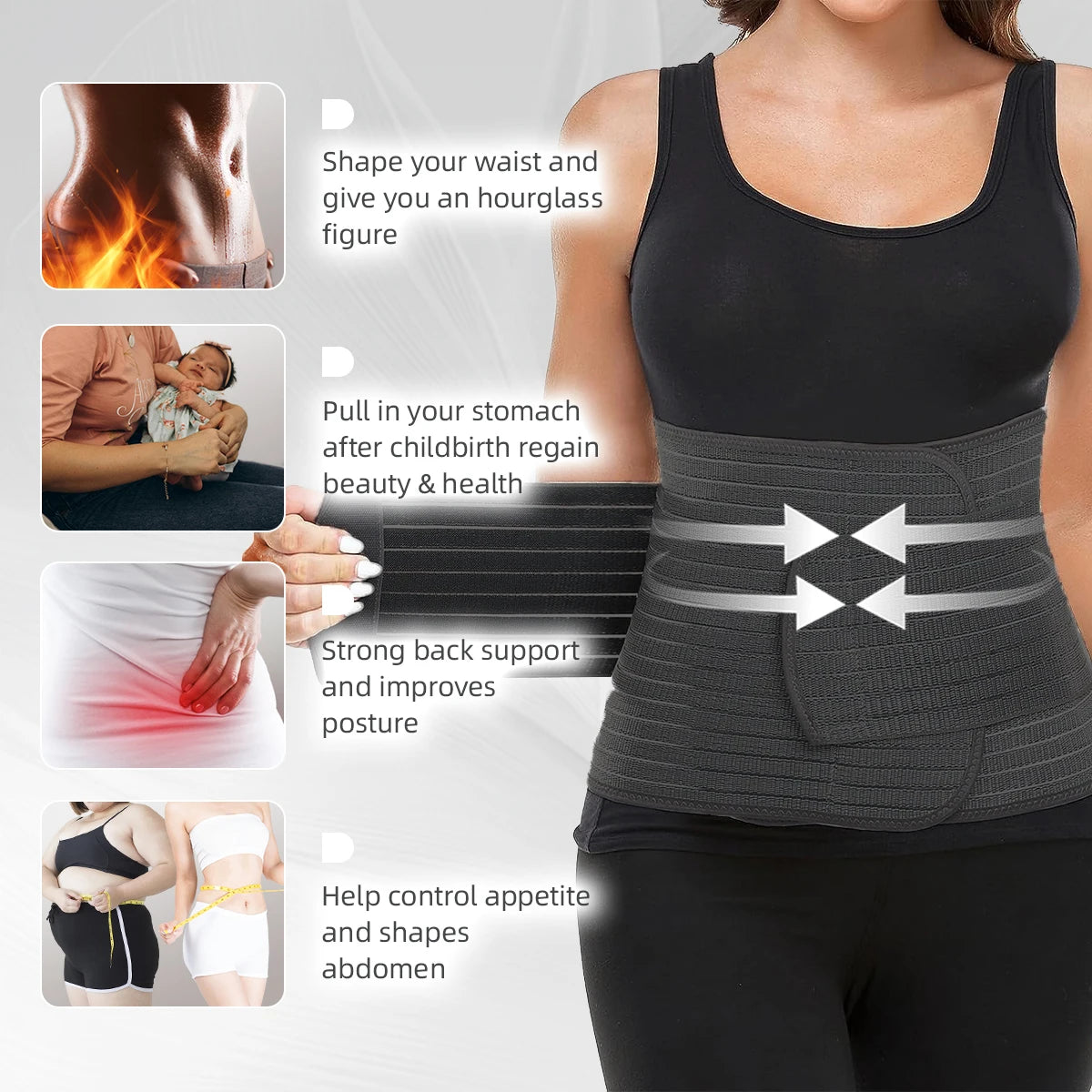 Bamboo Fiber Postpartum Belly Wrap – Adjustable Waist Cincher Girdle Band, Tummy Control Corset & Postnatal Shapewear