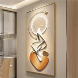 3D Visual Wall Décor Clock – Modern Wall Mount Painting Clock for Living Room, Bedroom & Foyer (Orange Large Design)