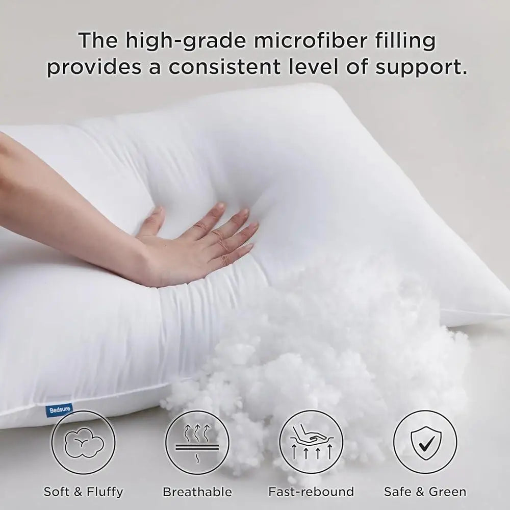 Set of 4 Queen Size Medium-Firm Down Alternative Pillows - Hotel-Quality Cozy Support