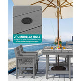 “7-Piece Outdoor HDPE Dining Table Set with 6 Chairs – Gray Patio Dining Set with Umbrella Hole Cut-Out”
