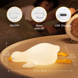 Duck Night Light for Kids – Rechargeable Silicone Tap Control Nursery Lamp, 3 Brightness Levels, Auto-Off LED Squishy Bedside Light