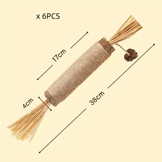 3–6PCS Natural Silvervine Cat Chew Toys – Large Chewable Sticks for Kittens & Adult Cats, Indoor Play & Dental Health