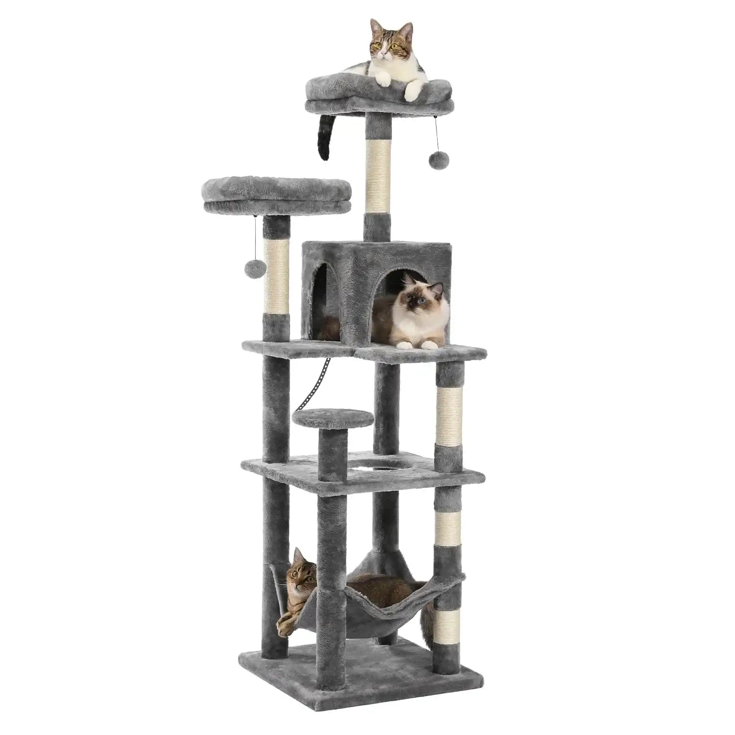Large Cat Tree Tower for Indoor Cats – Multi-Level Plush Cat Condo with Scratching Posts, Boards, Perches & Caves