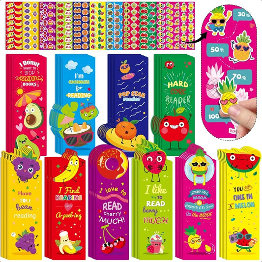 70-Piece Scented Scratch & Sniff Bookmarks – Cute Fruit Theme Assorted Educational Markers