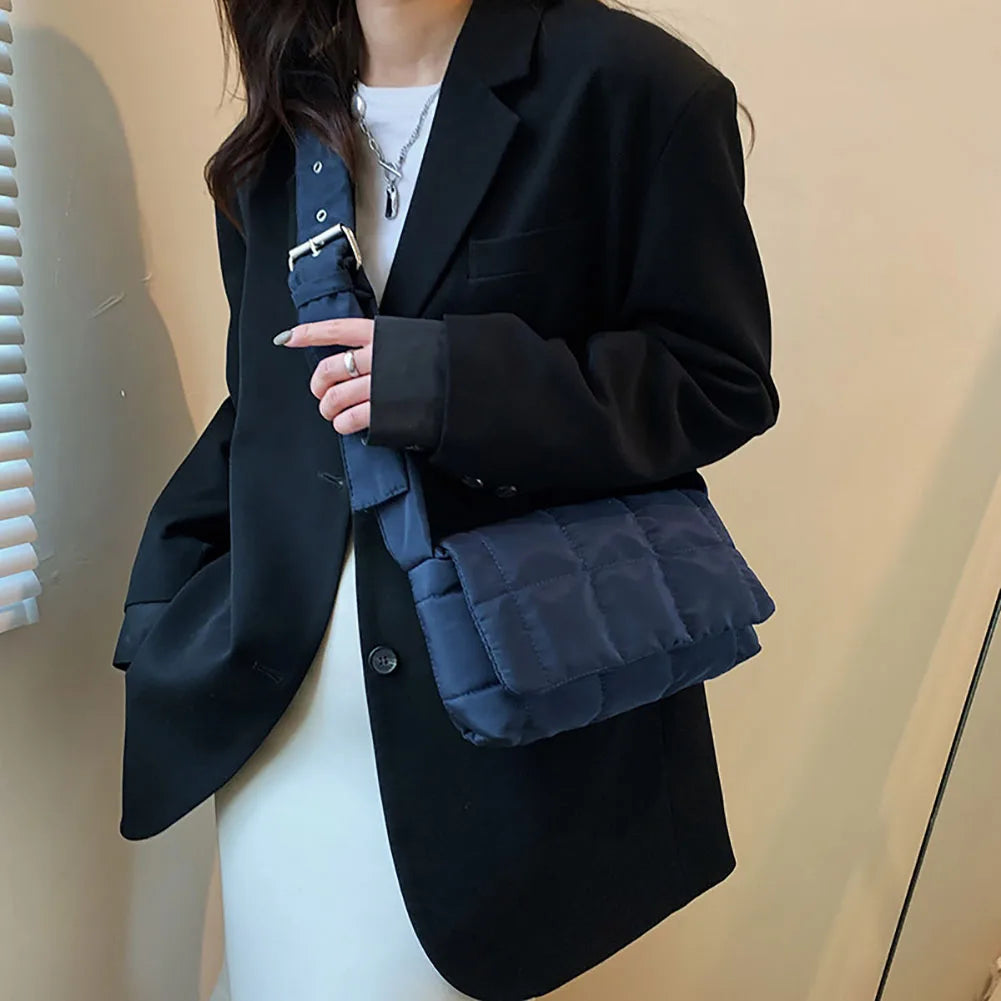 Women’s Nylon-Cotton Soft Shoulder Bag – Small Luxury Underarm Flap Handbag & Elegant Clutch Purse for Daily Use