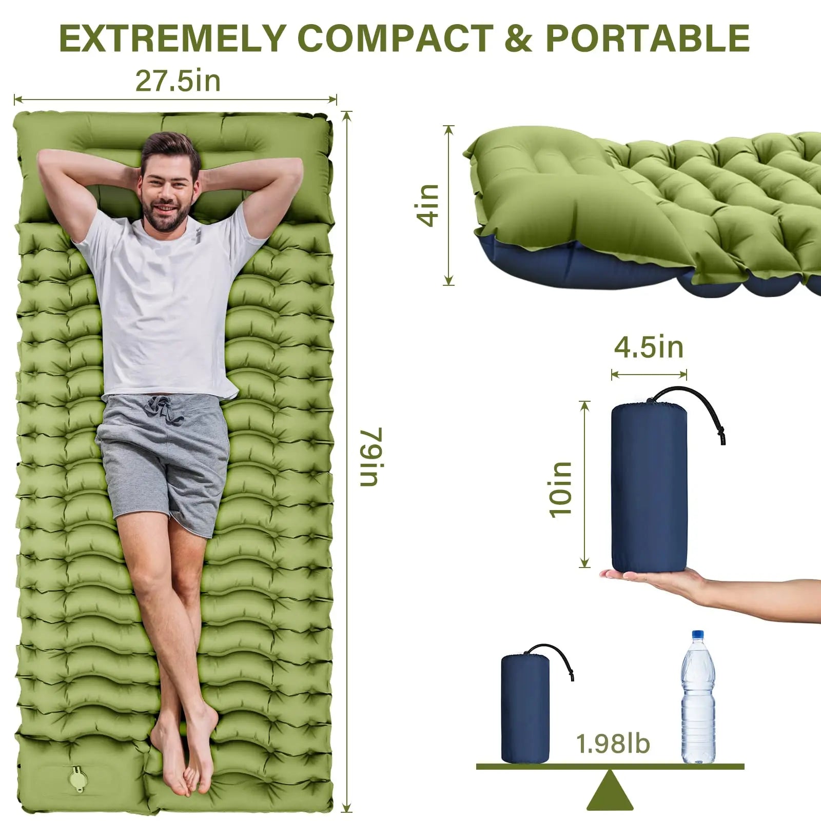Westtune Ultralight Camping Sleeping Pad – Inflatable Mattress with Built-in Pillow & Foot Pump for Hiking 🏕️💤