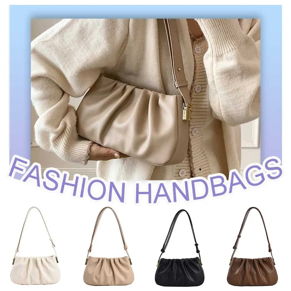 Women’s PU Leather Ruched Cloud Clutch – Small Messenger Shoulder Bag with Adjustable Strap, Fashion Crossbody Purse for Travel
