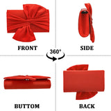 Women’s Exquisite Pleated Satin Evening Bag – Elegant Bow Clutch with Chain Strap for Weddings, Parties & Formal Events