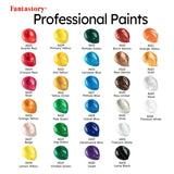 Fantastory 28-Color Acrylic Paint Set – Professional Artist Craft Kit with 12 Brushes for Canvas, Wood & Stone 🎨