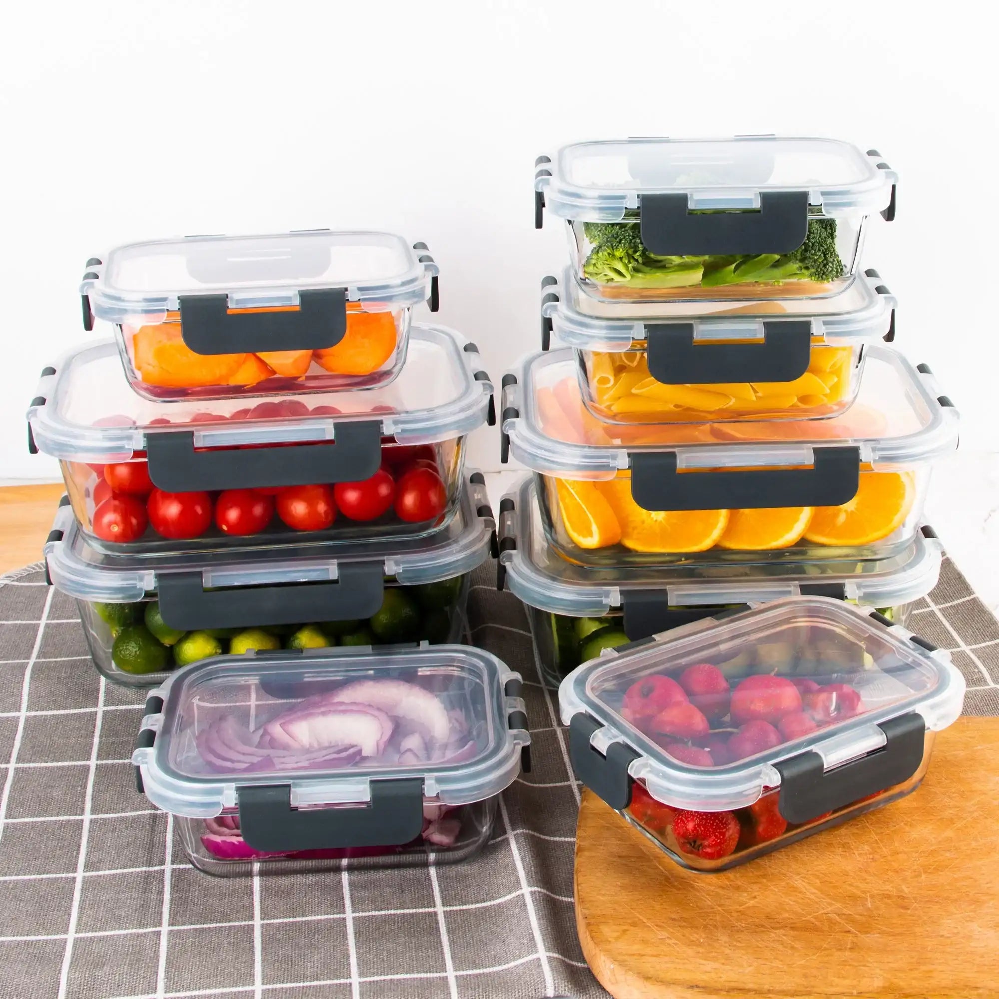 8-Piece Borosilicate Glass Food Storage Containers – BPA-Free Leakproof Meal Prep Set