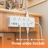 18-in-1 Multitap Power Strip – US Plug Extension with AC Outlets, USB & Type-C Ports, 4FT Braided Cord, Smart Home Electrical Socket