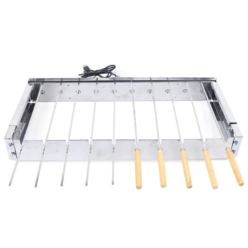 “110V Portable Electric BBQ Grill – Stainless Steel Rolling Barbecue with Automatic Shelf for Outdoor Picnic & Camping”