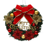 Christmas Hanging Wreath Decoration – Festive PVC Door Décor with Bow, Berries, Santa & Reindeer Design