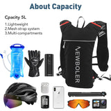 5L ultra-light running hydration backpack – trail running vest pack with 500ml flasks & 2L water bladder for marathon & biking