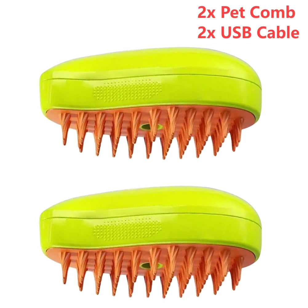 3-in-1 Cat Steamy Brush & Dog Grooming Comb – Self-Cleaning Steam Brush for Massage, Hair Removal & Pet Grooming