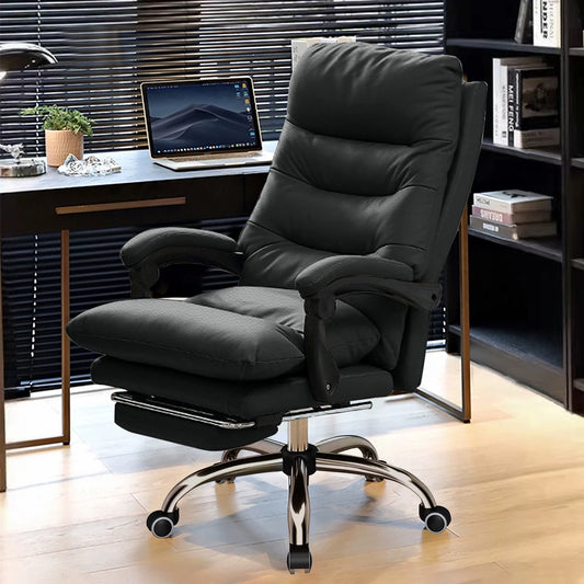 💺 Comfortable High-Back Office Chair – Leather Executive Desk Chair with Footrest & Swivel Function for Home & Gaming