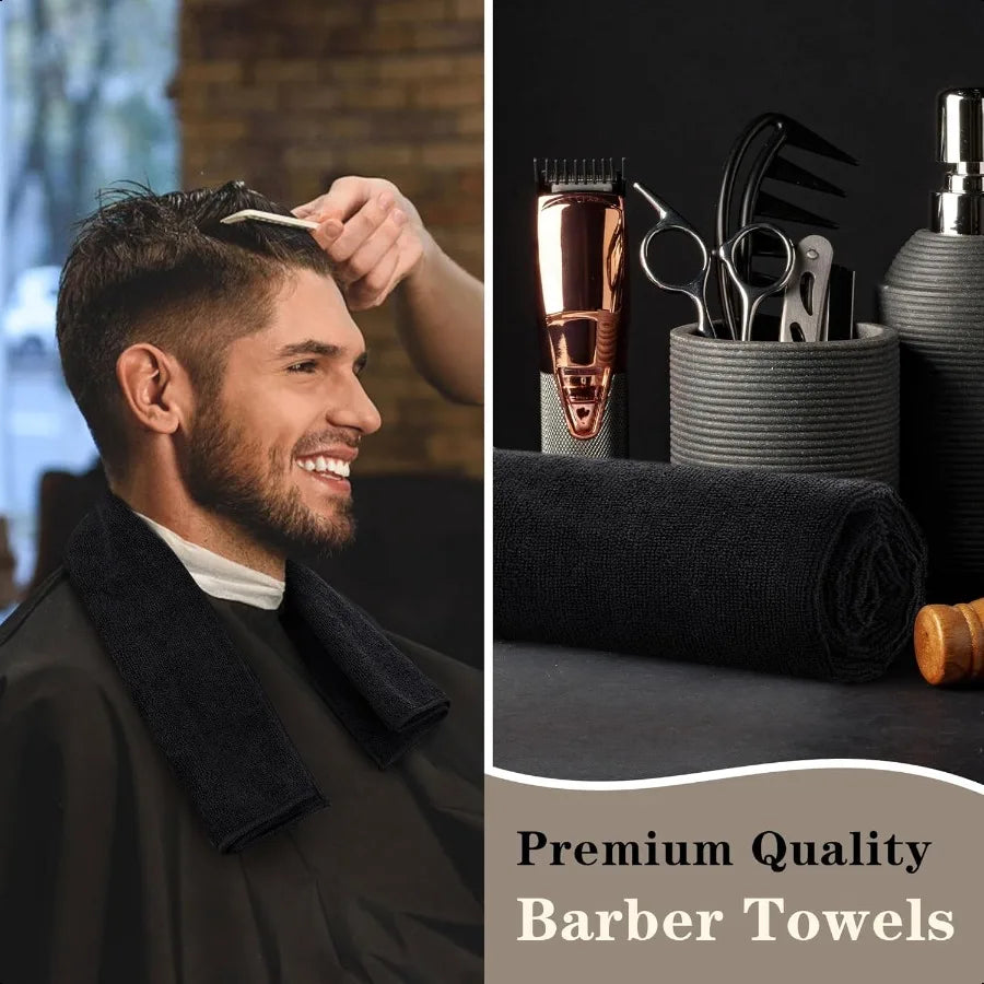 12-Pack Black Hand Towels – Quick-Dry Gym & Salon Towels for Bathroom & Spa