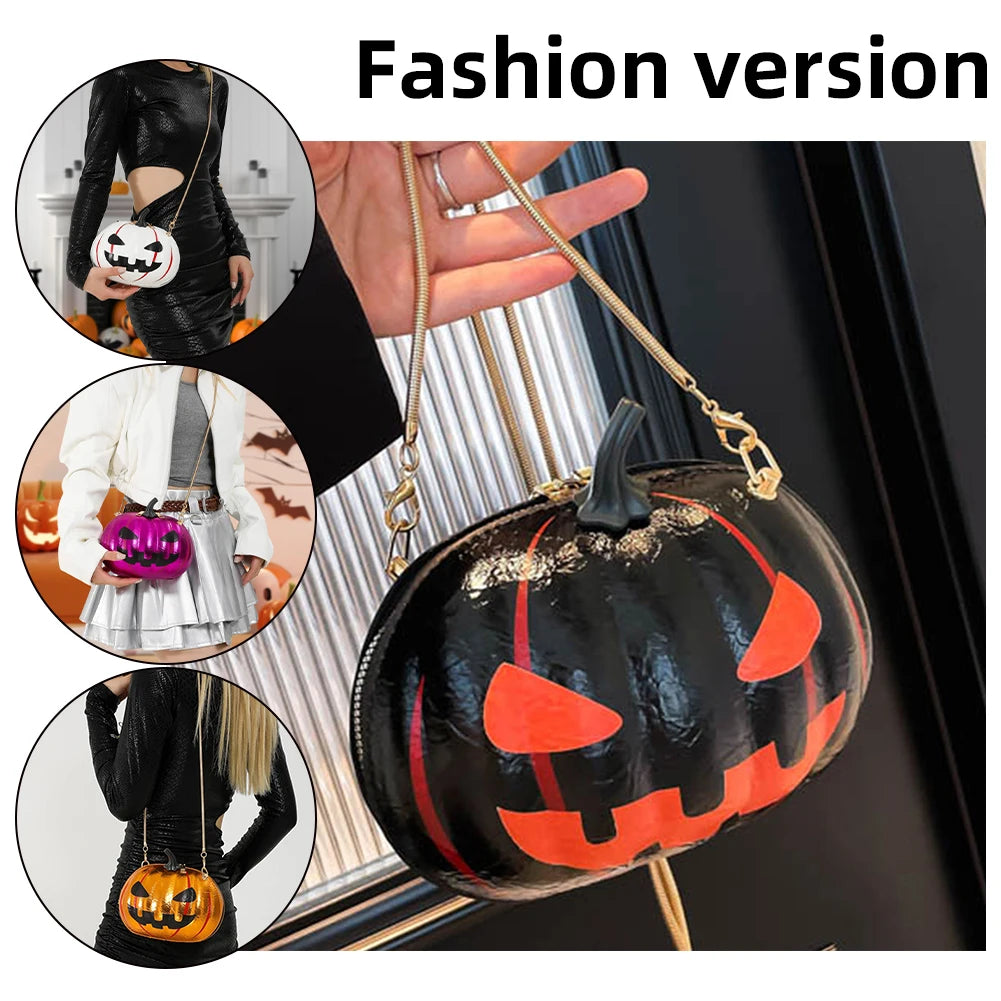Novelty Pumpkin PU Leather Crossbody Bag – Women’s Halloween Messenger Purse