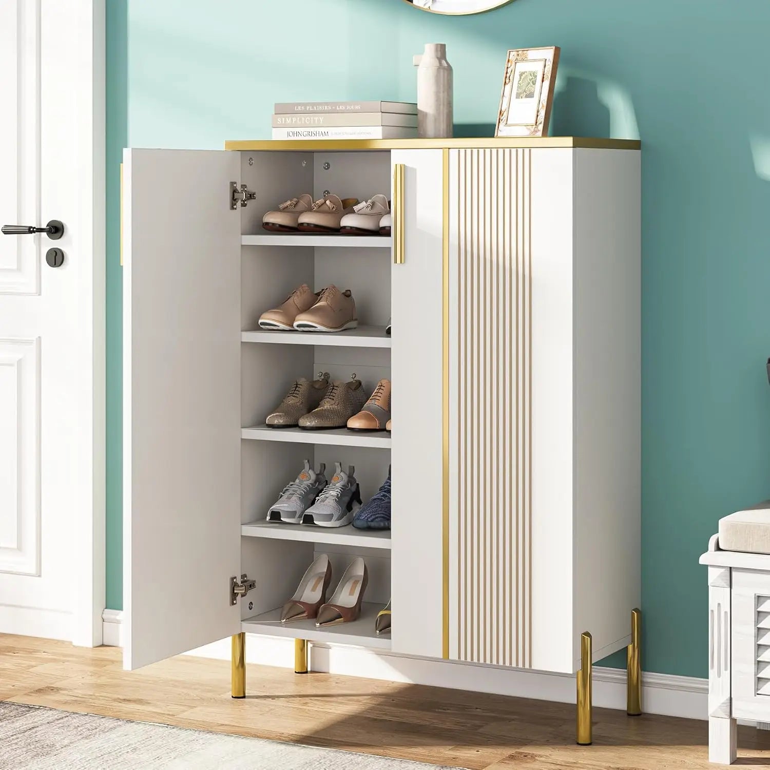 6-Tier Shoe Storage Cabinet – Wooden Shoe Rack with Adjustable Shelves for Entryway, Closet & Living Room