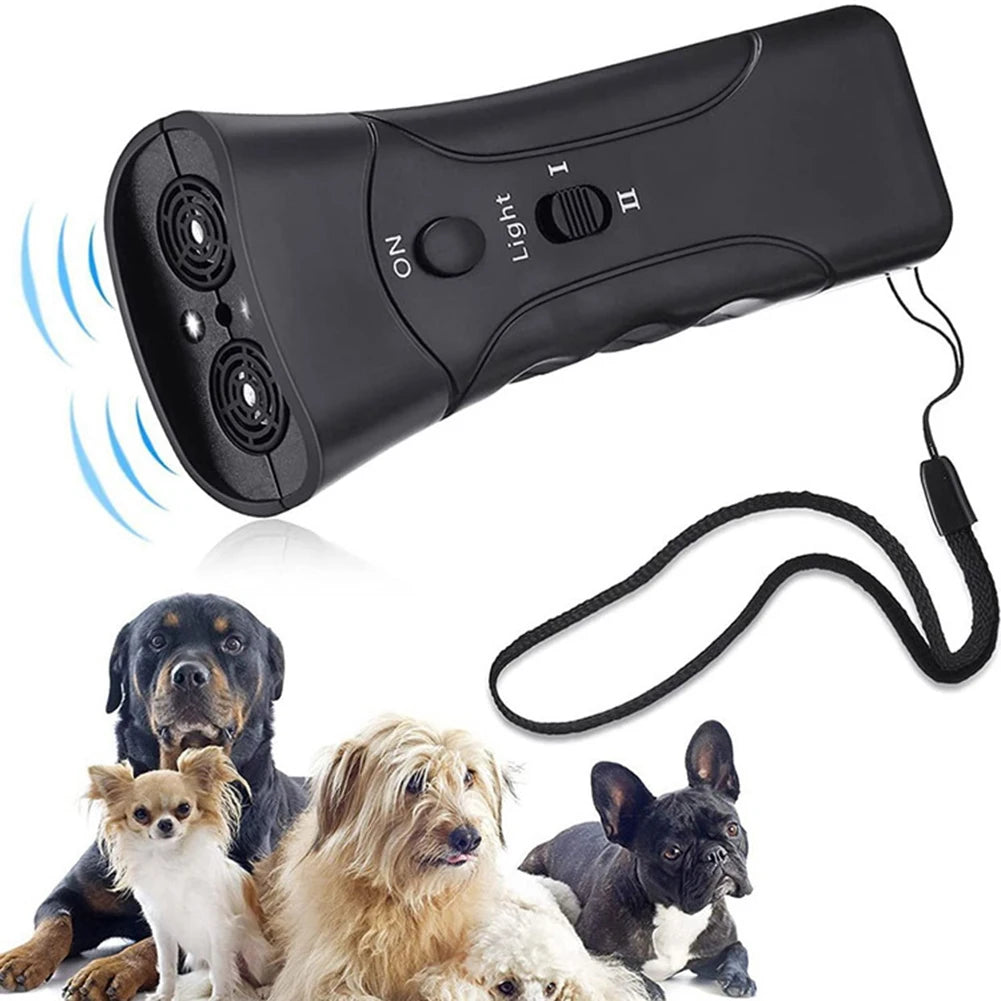 Ultrasonic Bark Control Device – Lightweight Anti-Barking Trainer with LED Flashlight for Pet Training & Bark Deterrent