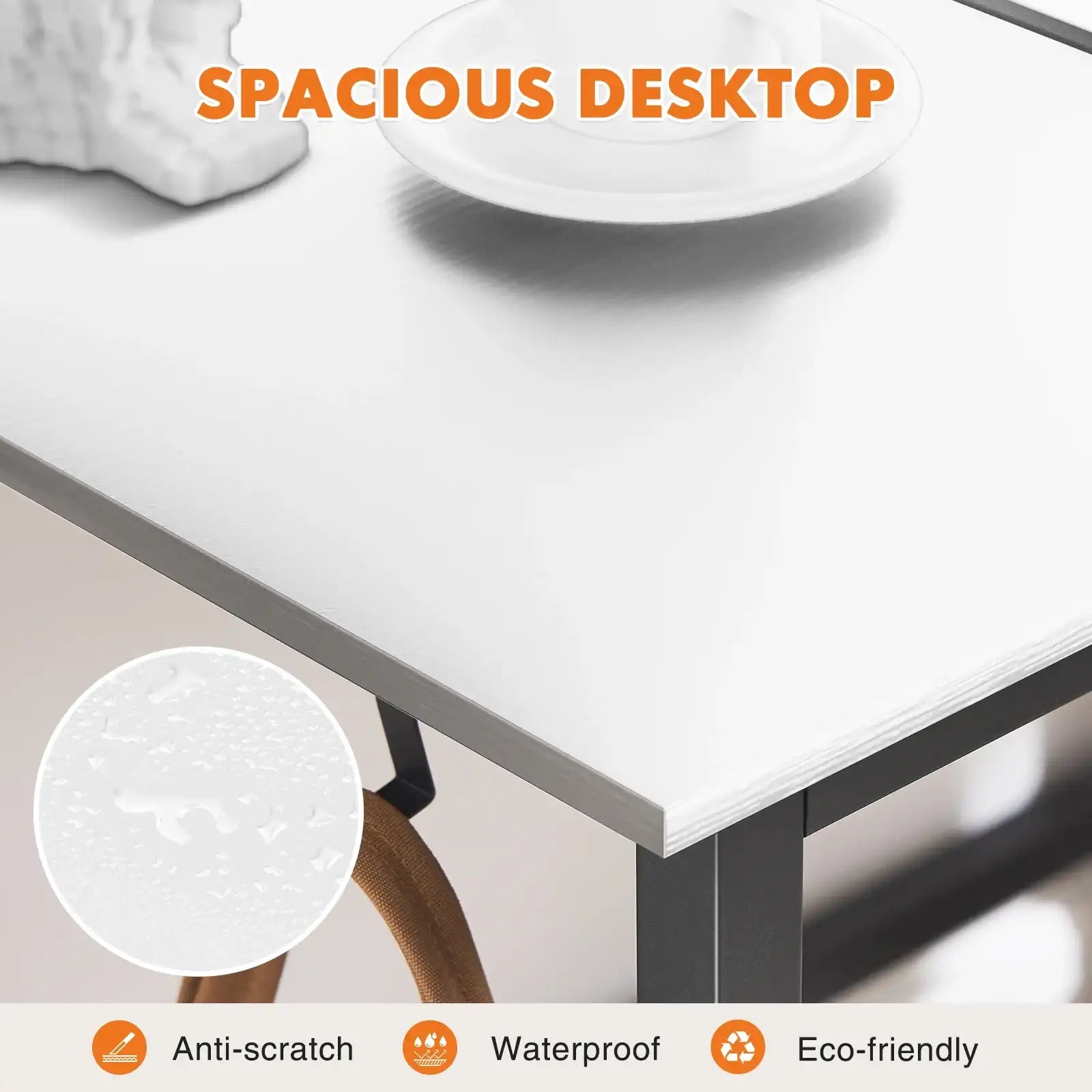 1- Product Title: Sleek Compact Computer Desk with Side Storage Bag & Headphone Hook