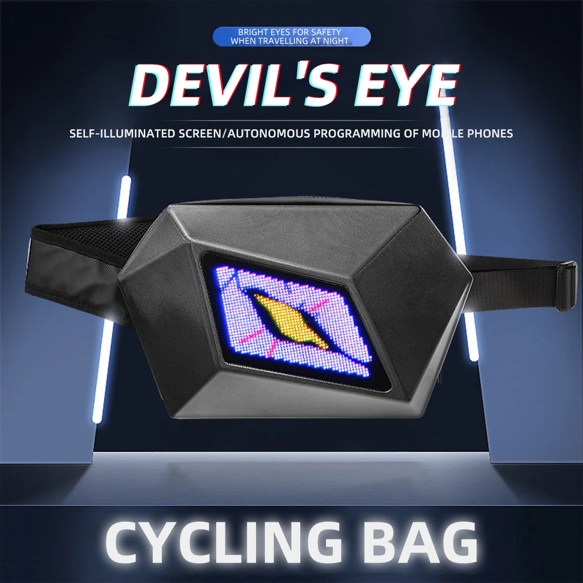 Hard Shell Knight-Style LED Shoulder Backpack – Portable Outdoor Cycling Bag for Men with Inclined Strap Design