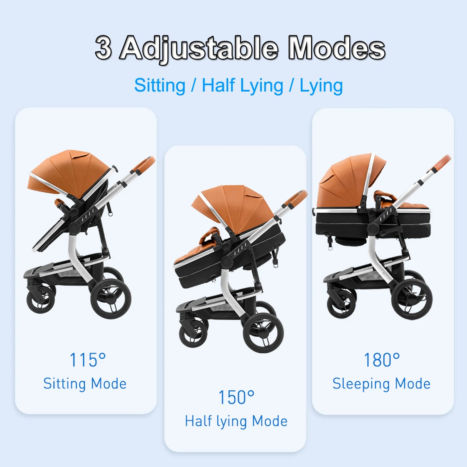 Reversible Foldable Baby Stroller with Bassinet Mode – High Landscape Portable Pram for Newborn & Toddler