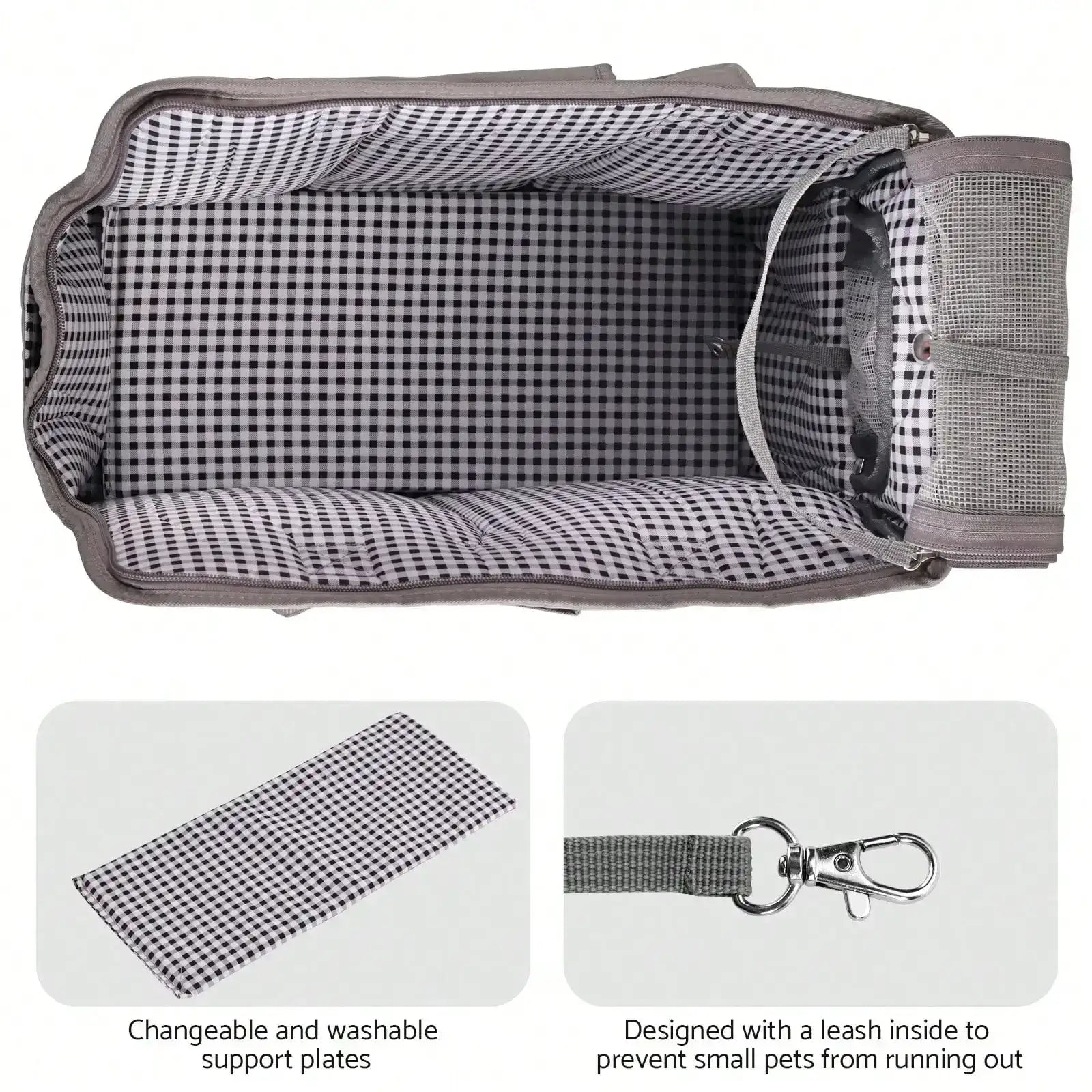 Stylish Shoulder Handbag Pet Carrier – Removable for Small Dogs (Up to 8 lb) & Cats (Up to 11 lb) – Dark Gray