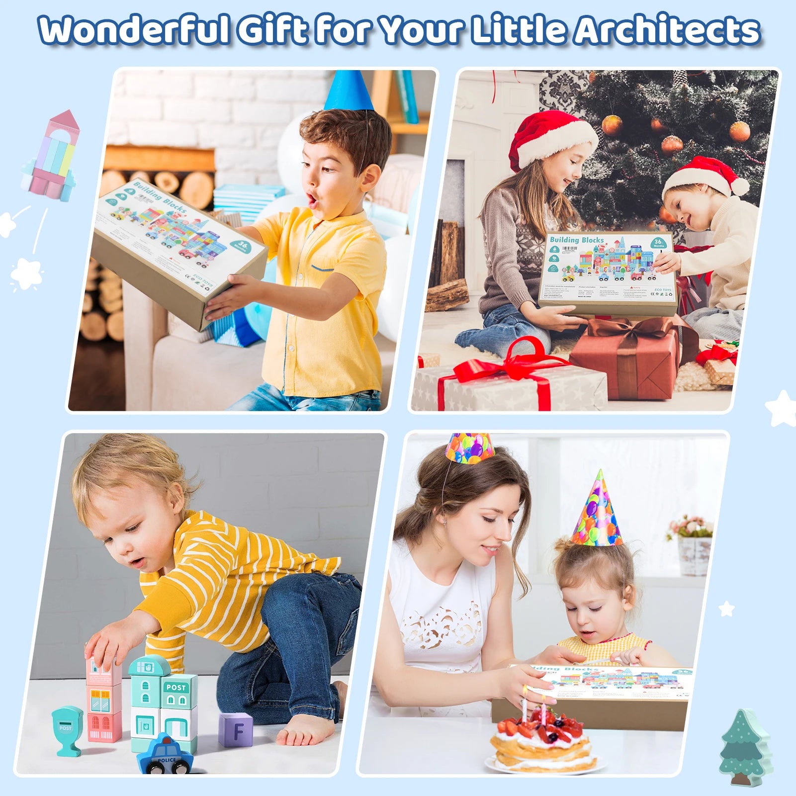 Wooden City Building Blocks Set with Map – 100+ Pieces Educational Construction Toy for Toddlers & Preschoolers