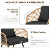 “7-Piece All-Weather Rattan Patio Dining Set – 60” Wood-Top Table with Umbrella Hole & 6 Cushioned Chairs for Outdoor Garden & Backyard”