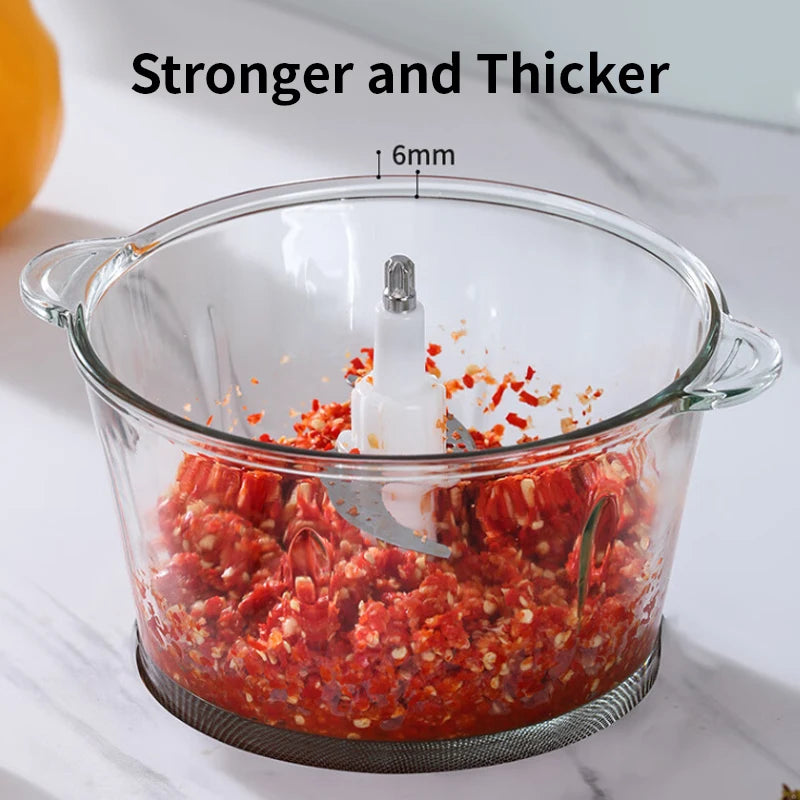 Food Processor 350W – Powerful Meat Grinder with 2 L Glass Bowl, 3 Speed Modes & 2 Bi‑Level Blades for Versatile Chopping 🥩🔪