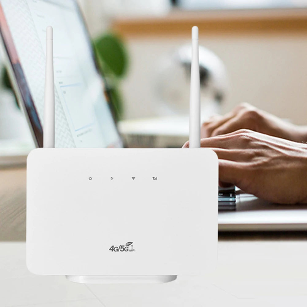 4G LTE CPE Router Modem – 300Mbps High-Speed WiFi Router with External Antennas & SIM Card Slot (EU Plug)