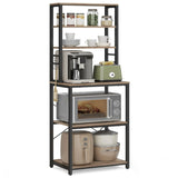 VASAGLE Coffee Bar, 6-Tier Kitchen Shelves with 6 Hooks, Baker’s Rack for Kitchen, Microwave Stand, Industrial - PulinGO