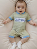 Baby Boy Summer Romper – Father’s Day Gift Outfit with Letter Embroidery & Striped Design for Daily Wear