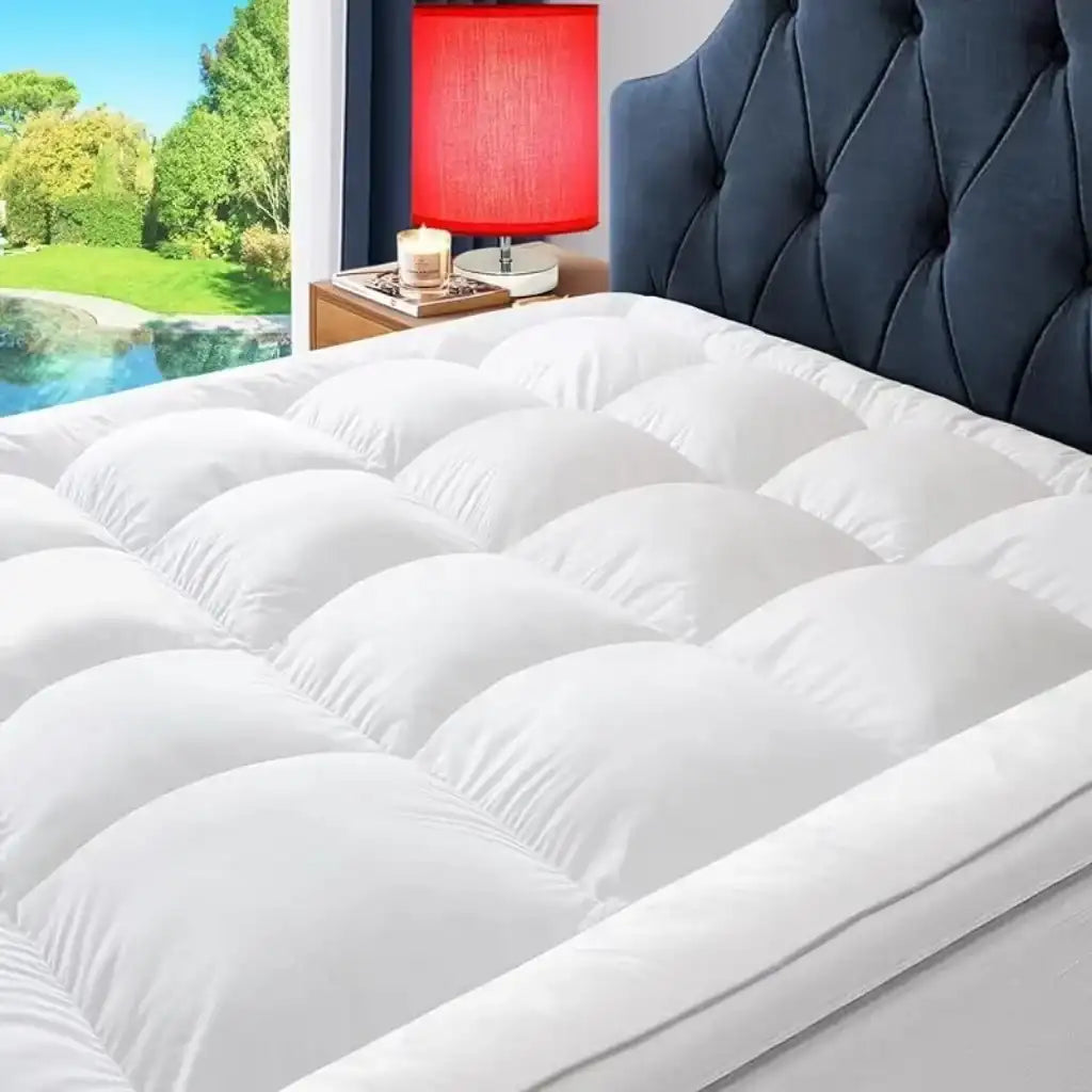 “Extra Thick Mattress Topper for Back Pain – Quilted Pillow-Top Mattress Cover with Deep Elastic Pocket”