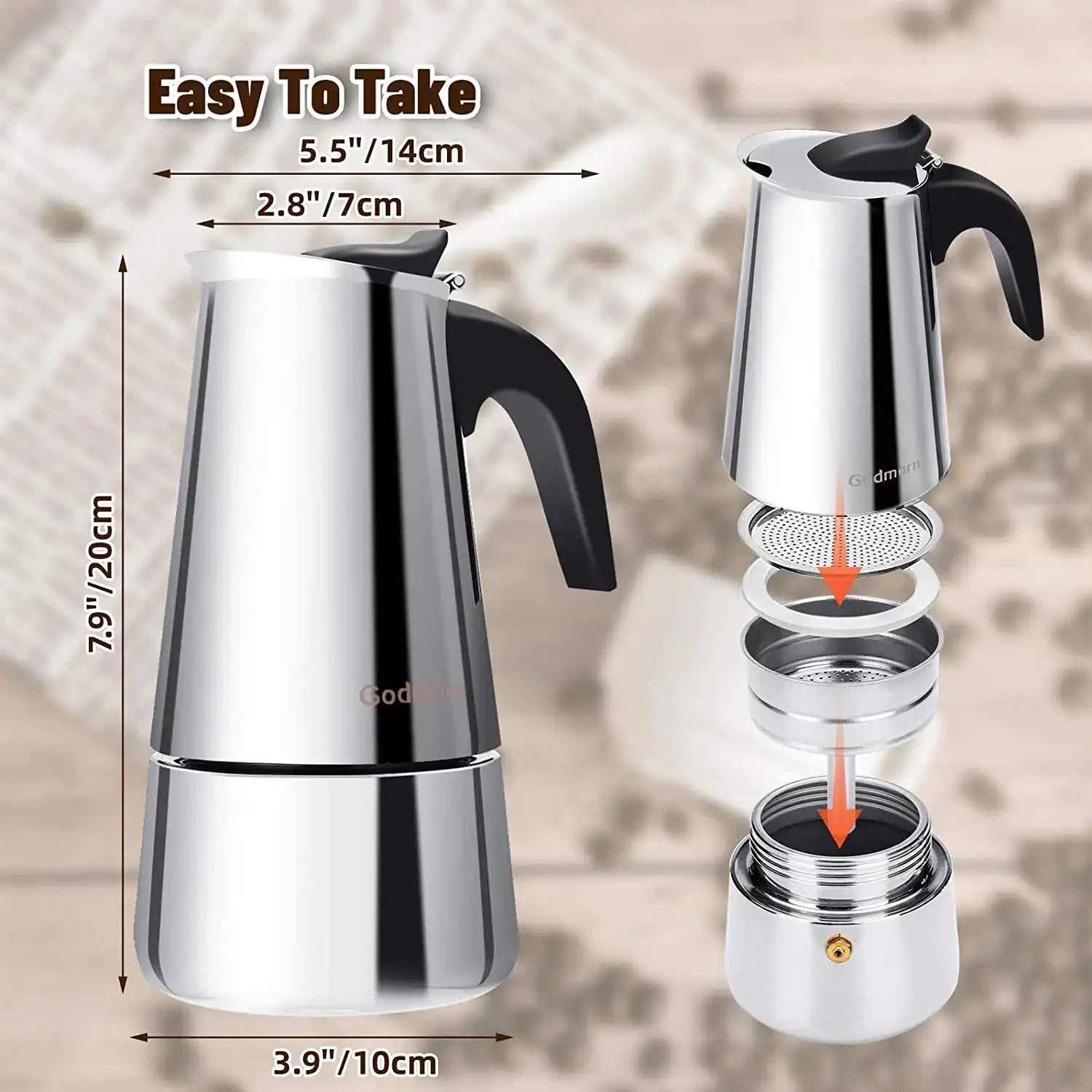 6-Cup Moka Pot Stovetop Espresso Maker – Classic Italian Coffee Maker for Home Kitchen