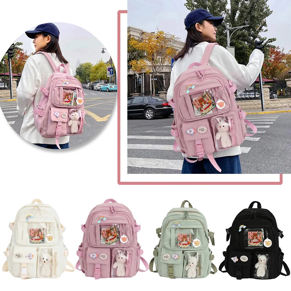 Cute Kawaii Large-Capacity Nylon Student Rucksack – Japanese Style Backpack for Teen Girls