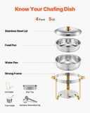 Vevor 4-Pack Chafing Dish Buffet Set – Stainless Steel Chafer with 4 Full-Size Pans, Round Catering Warmers for Parties & Banquets
