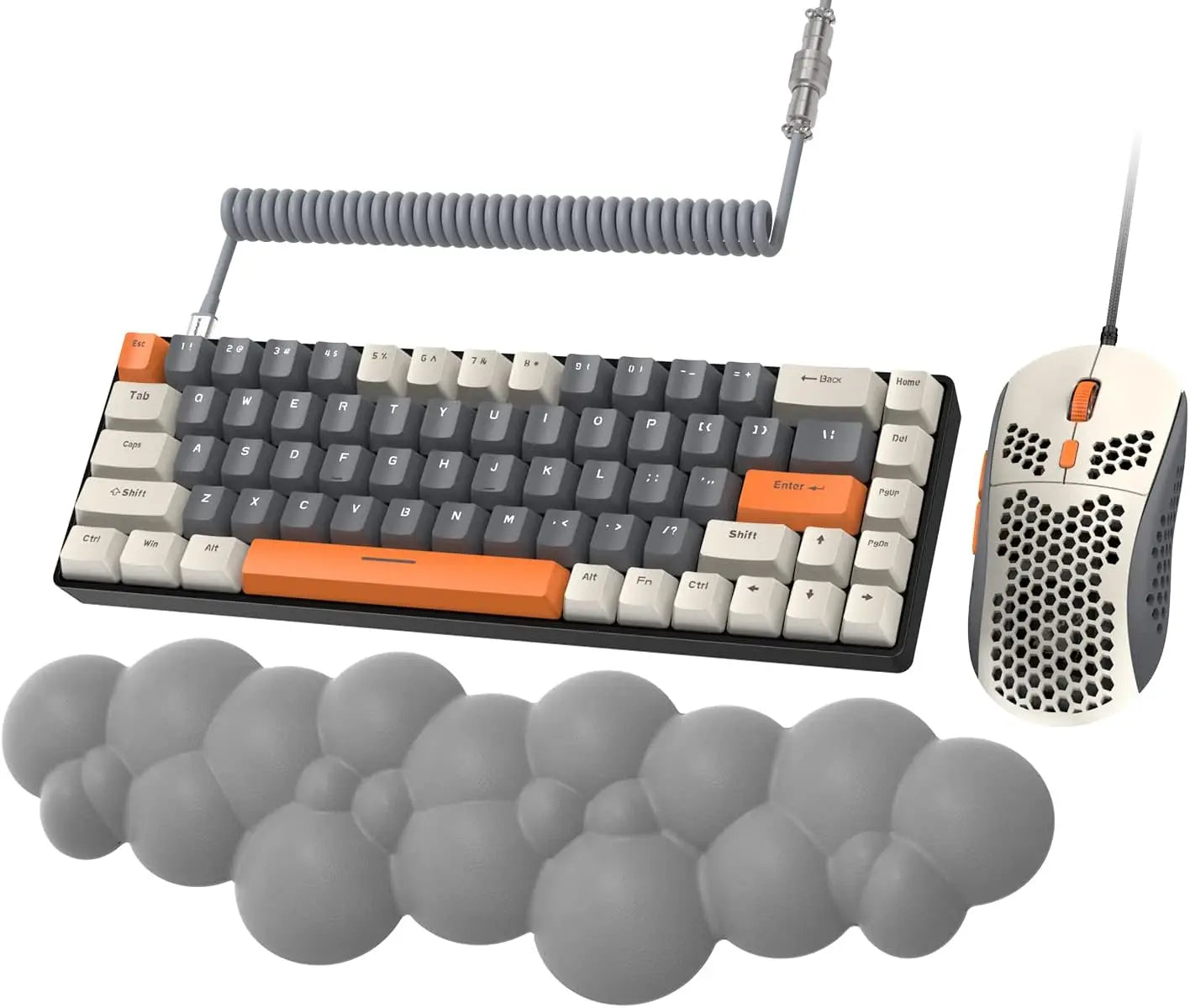 T8 Wired 65% Mechanical Gaming Keyboard & Mouse Combo – RGB Backlit TKL 68-Key Anti-Ghosting Keyboard with Coiled Cable & Tactile Switches